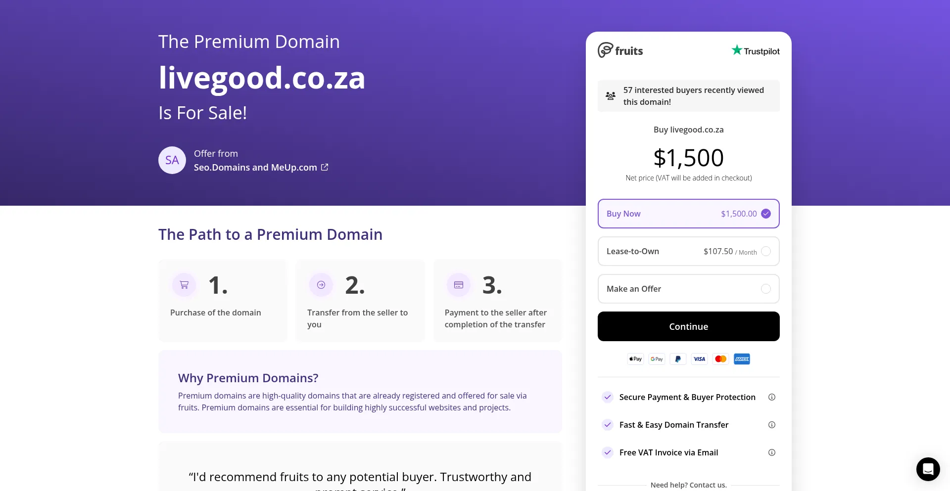Website screenshot of Livegood.co.za