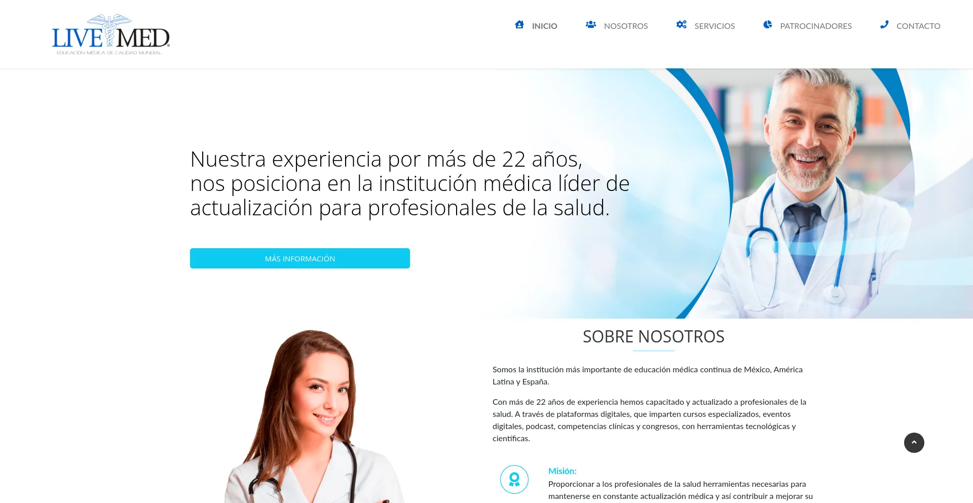Website screenshot of Livemed.org