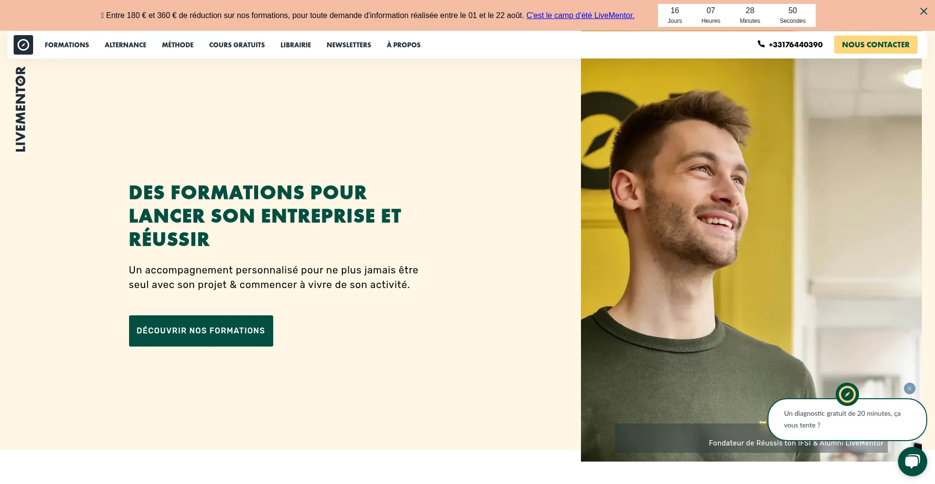 Website screenshot of Livementor.com