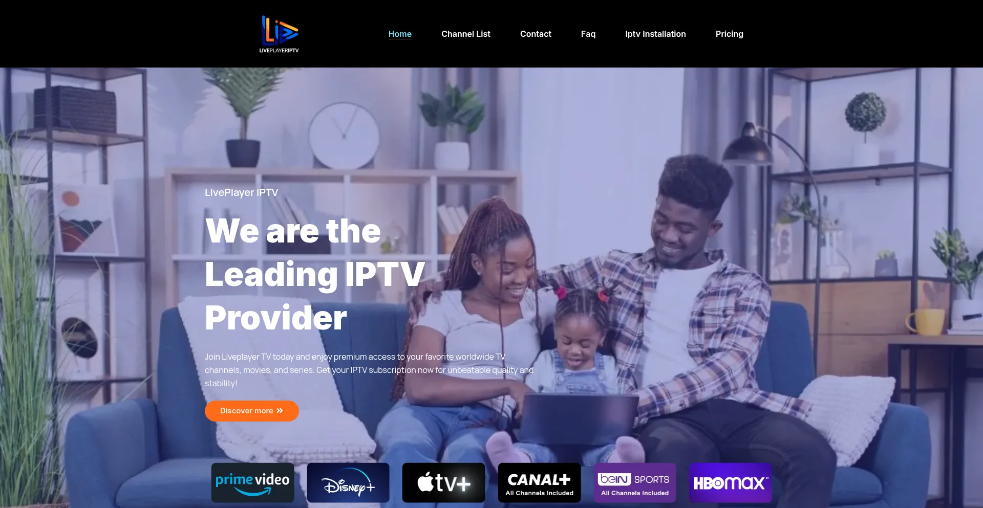 Website screenshot of Liveplayeriptv.com