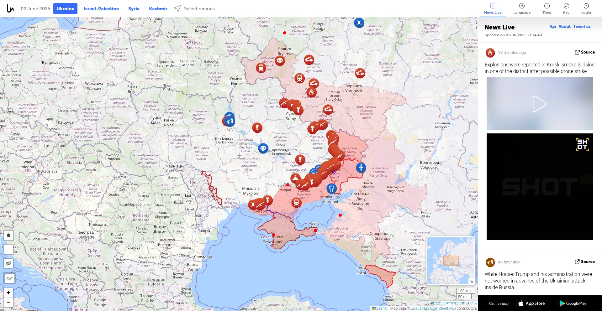 Website screenshot of Liveuamap.com