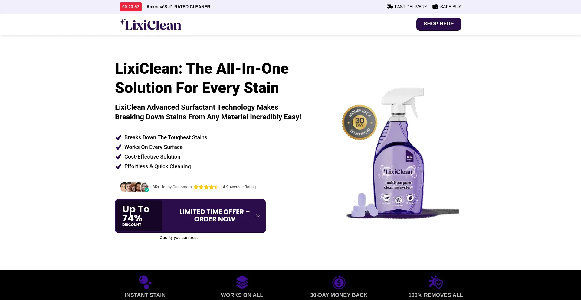 Website screenshot of Lixicleans.com