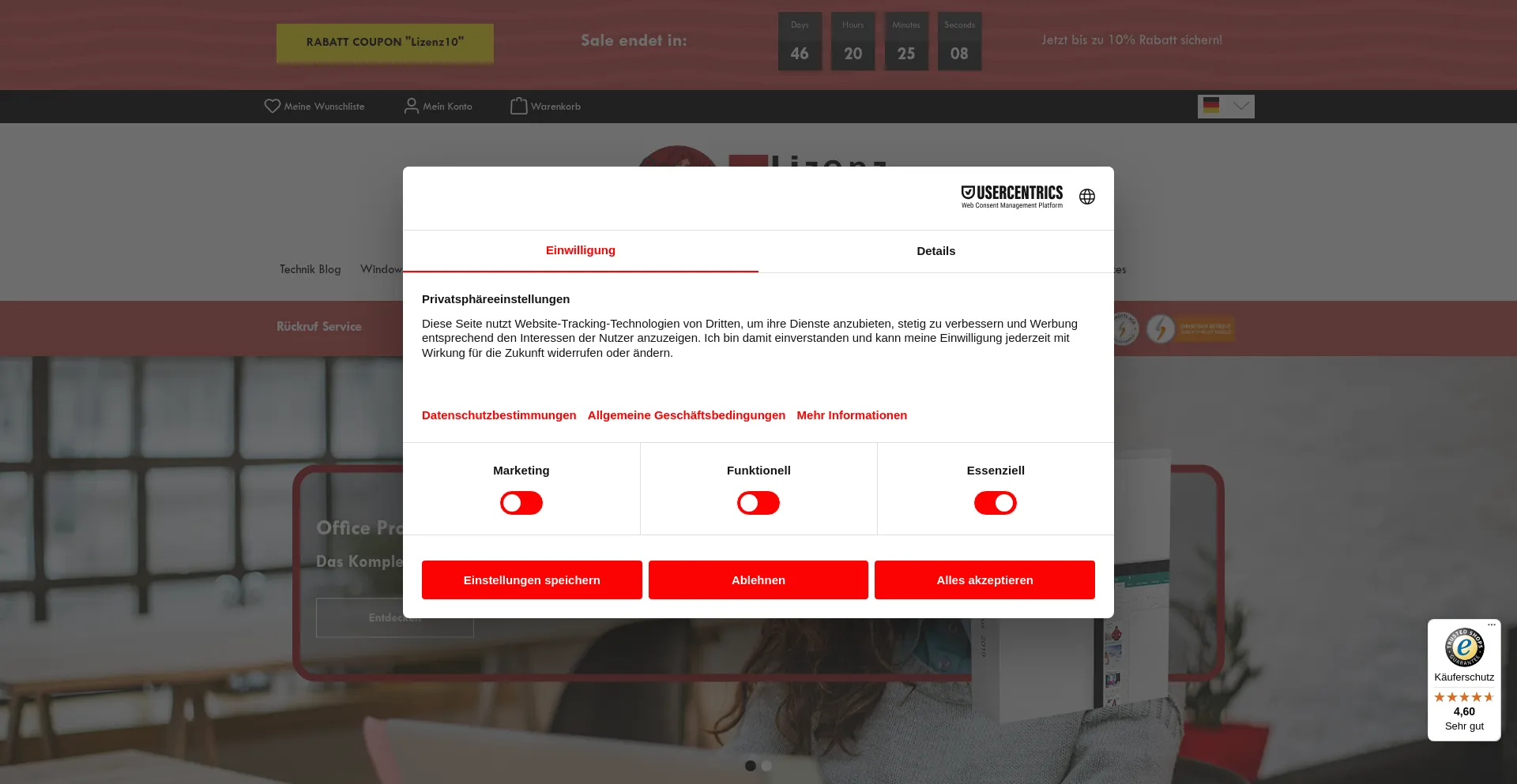Website screenshot of Lizenzteufel.de