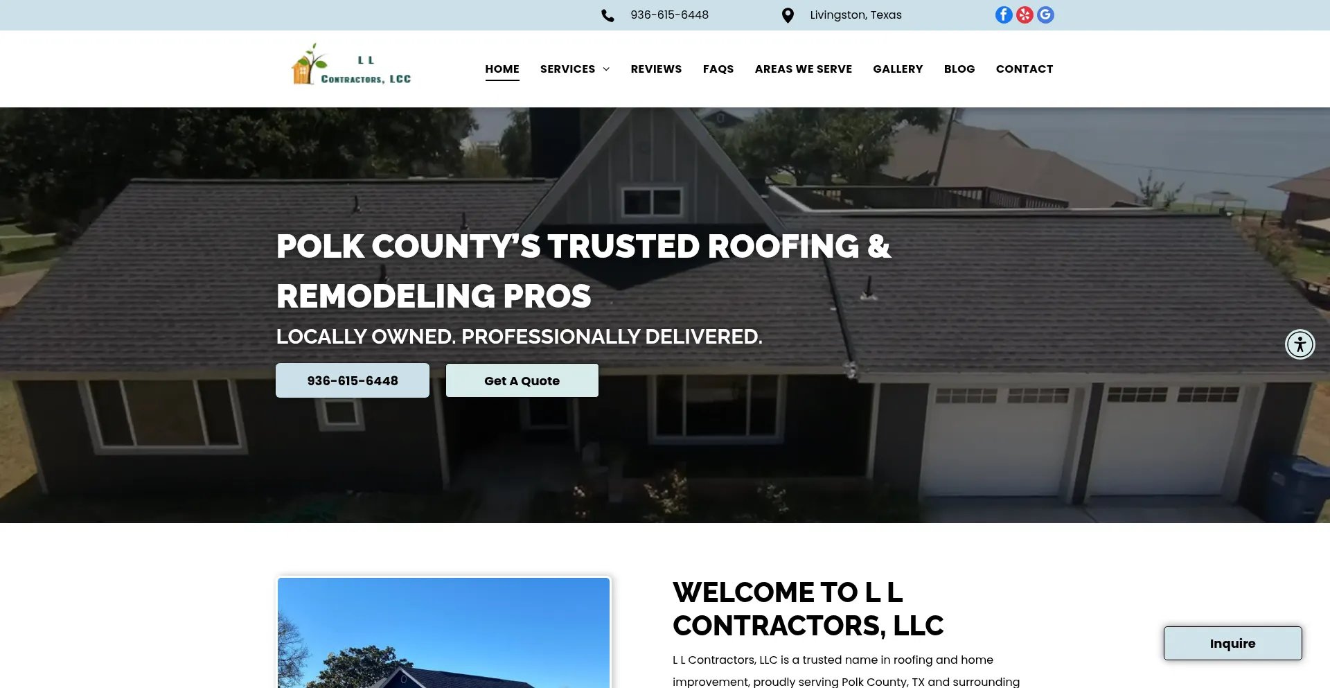 Website screenshot of Llcontractorsllc.com