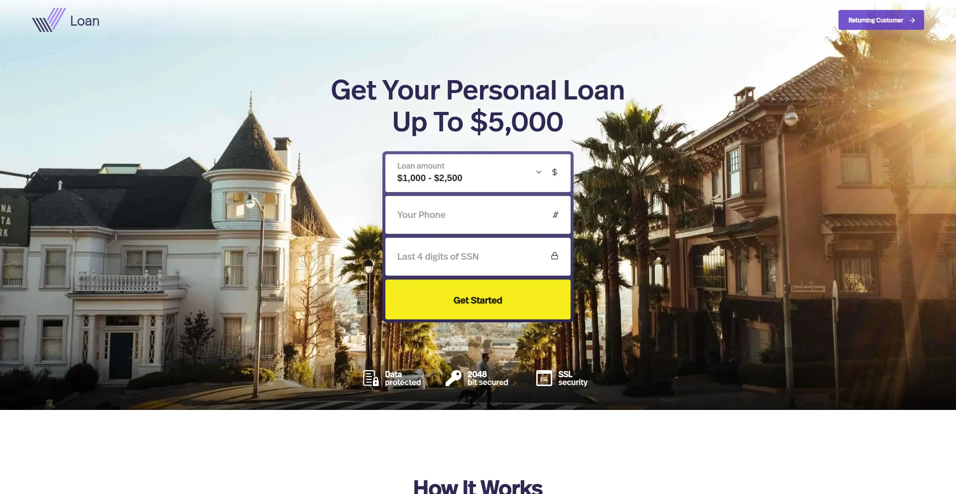 Website screenshot of Loan.city