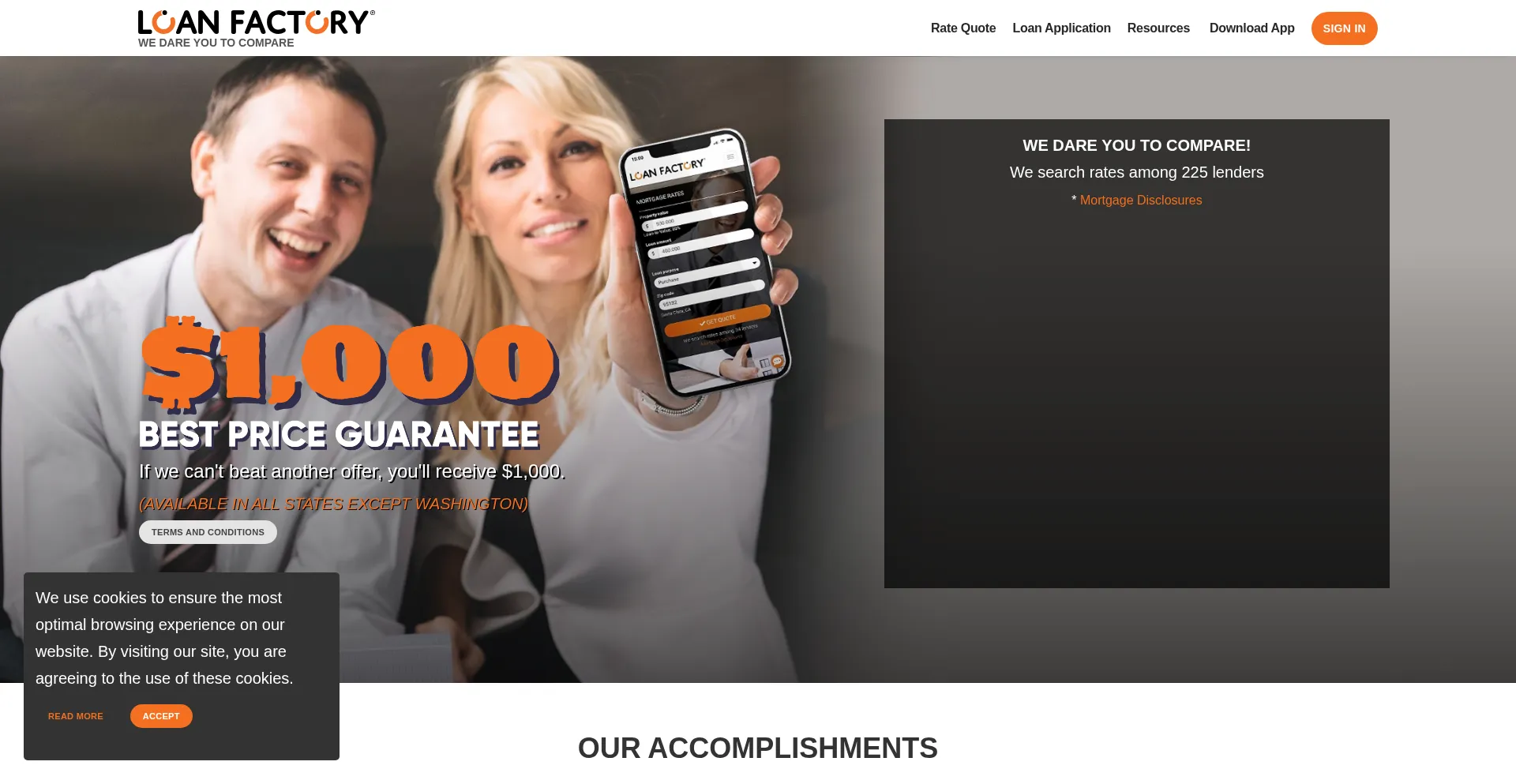 Website screenshot of Loanfactory.com