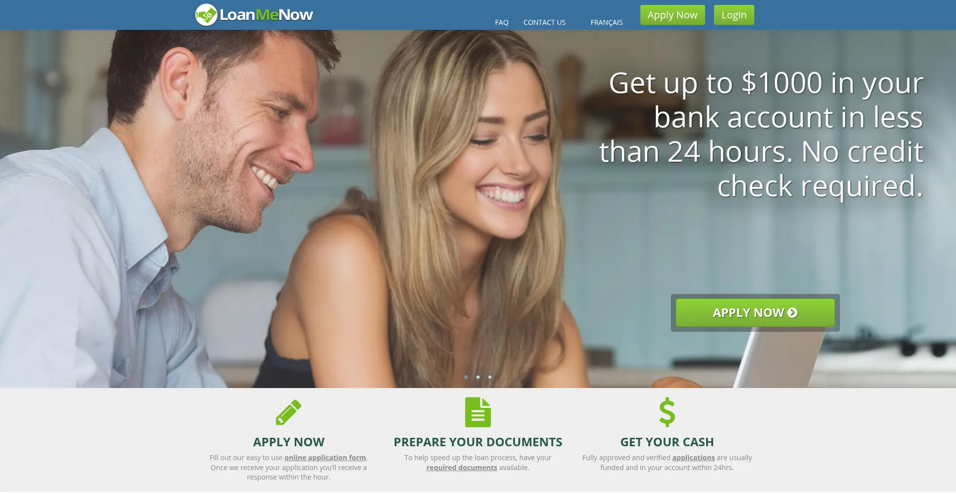 Website screenshot of Loanmenow.ca