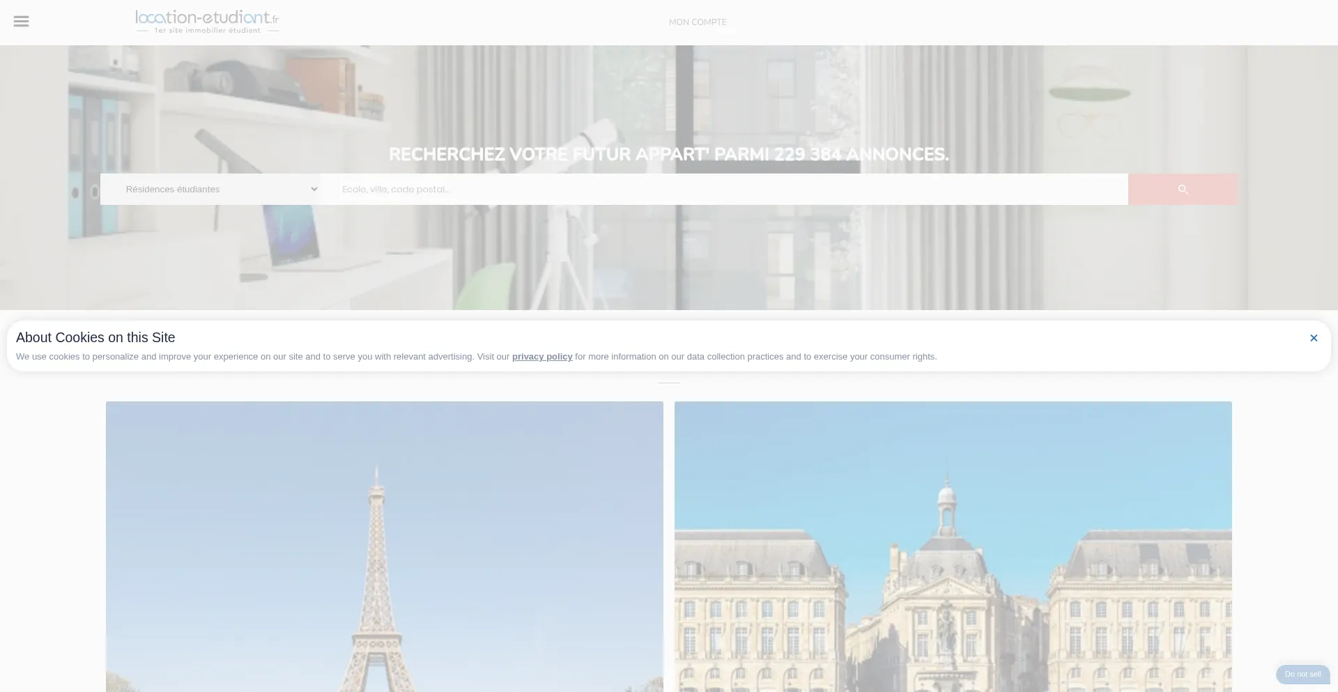Website screenshot of Location-etudiant.fr