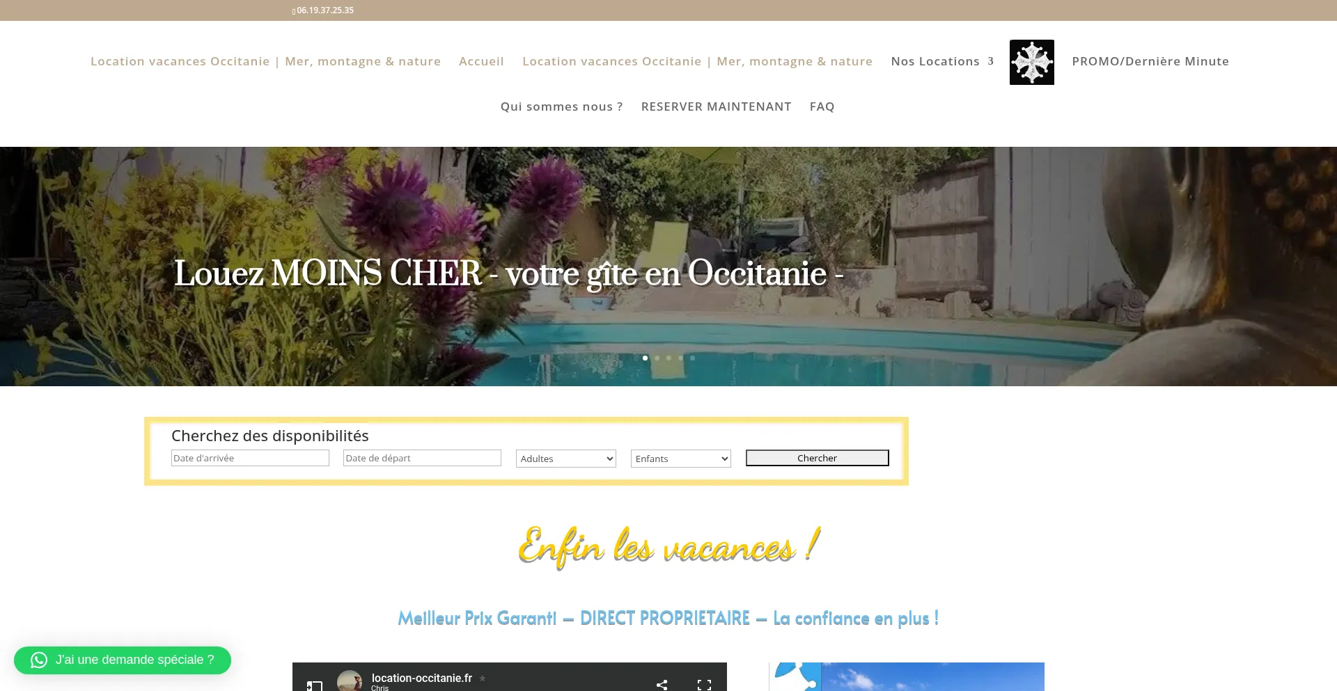 Website screenshot of Location-occitanie.fr