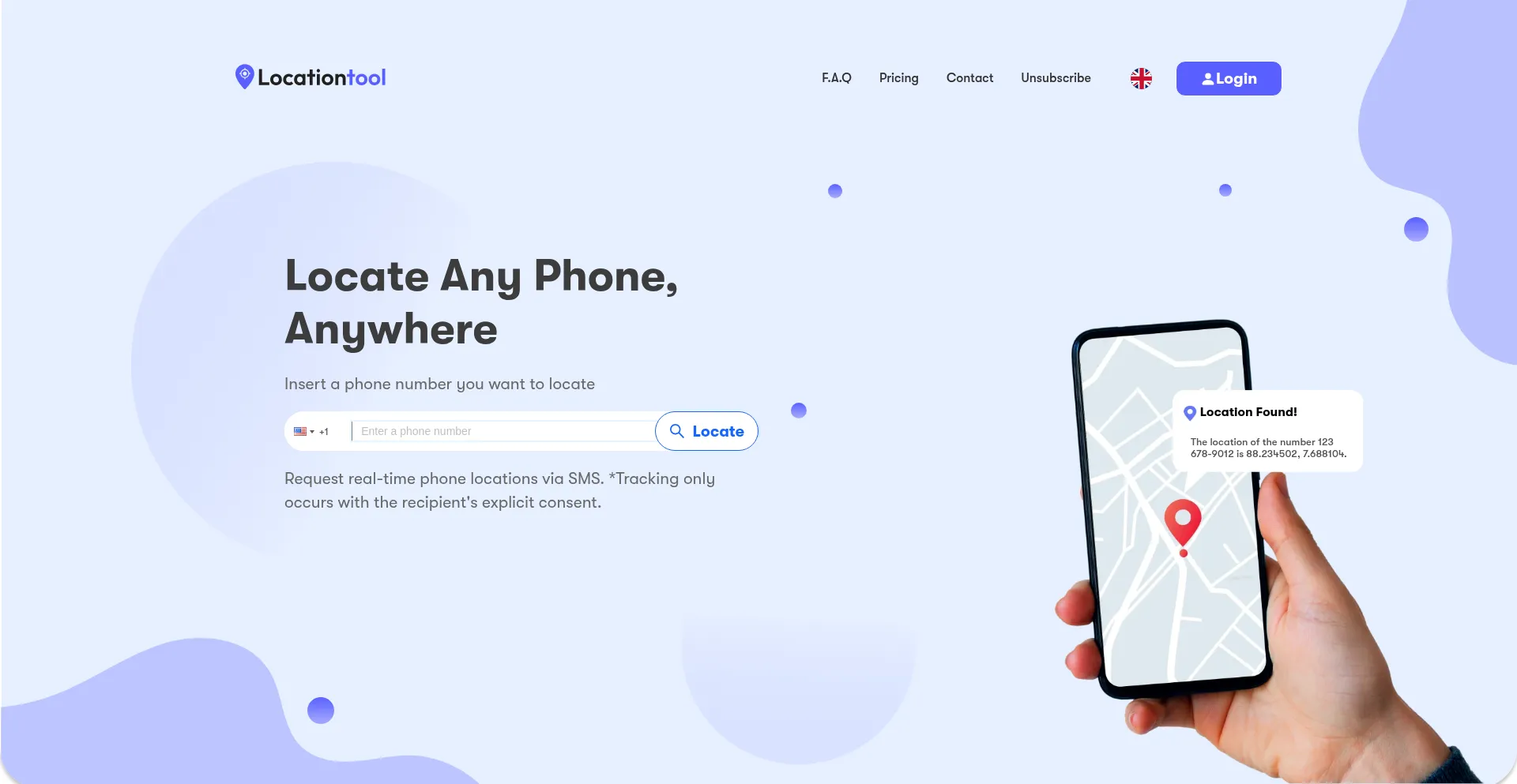Website screenshot of Location-tool.com