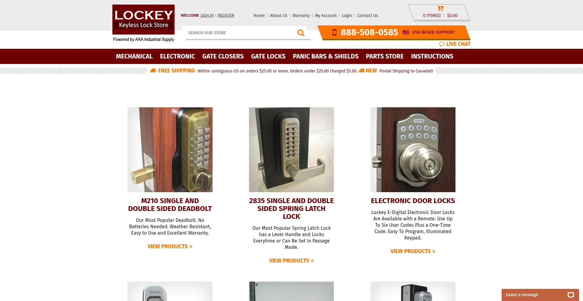 Website screenshot of Lockeystore.com