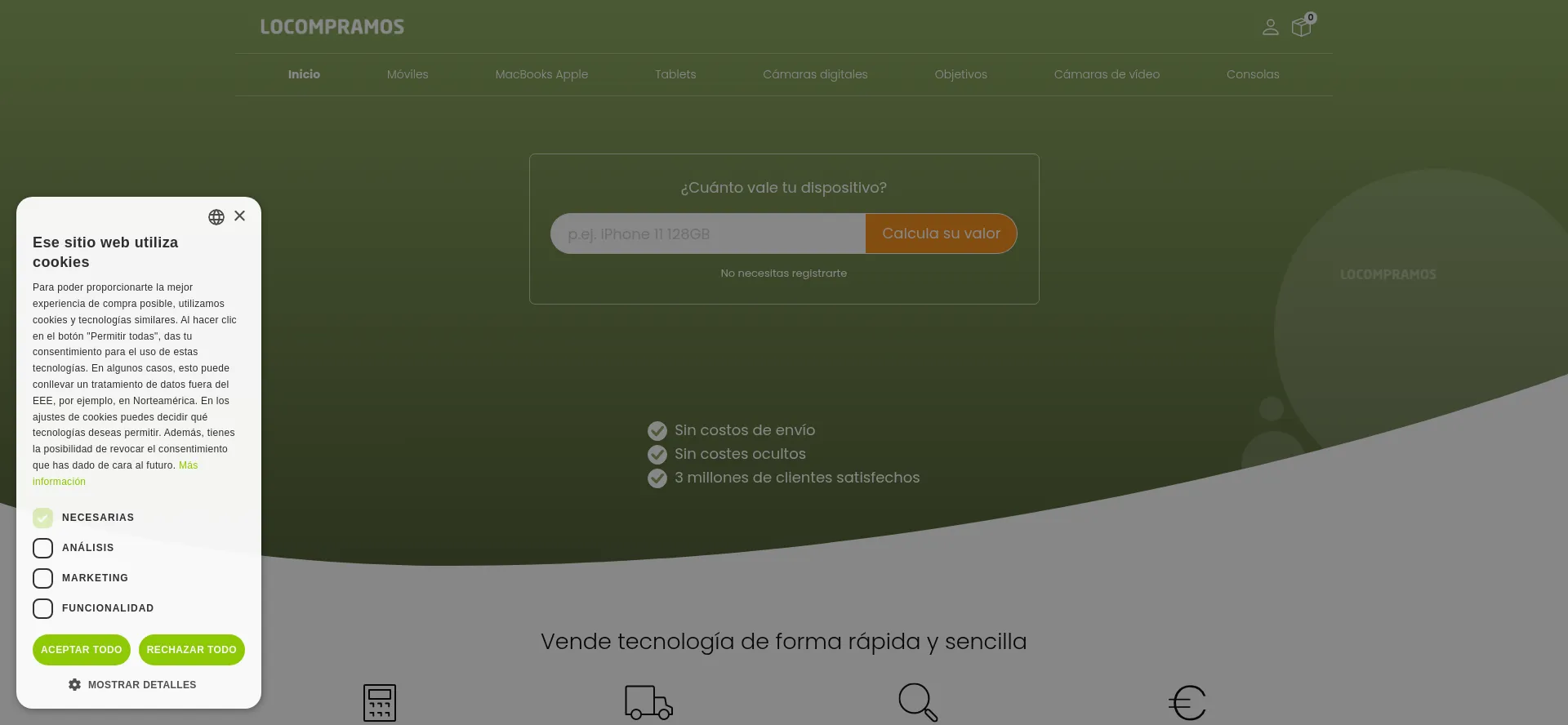 Website screenshot of Locompramos.es