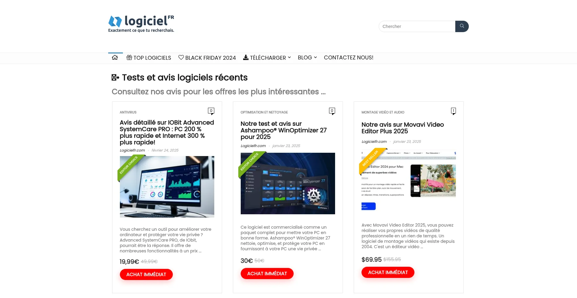 Website screenshot of Logicielfr.com
