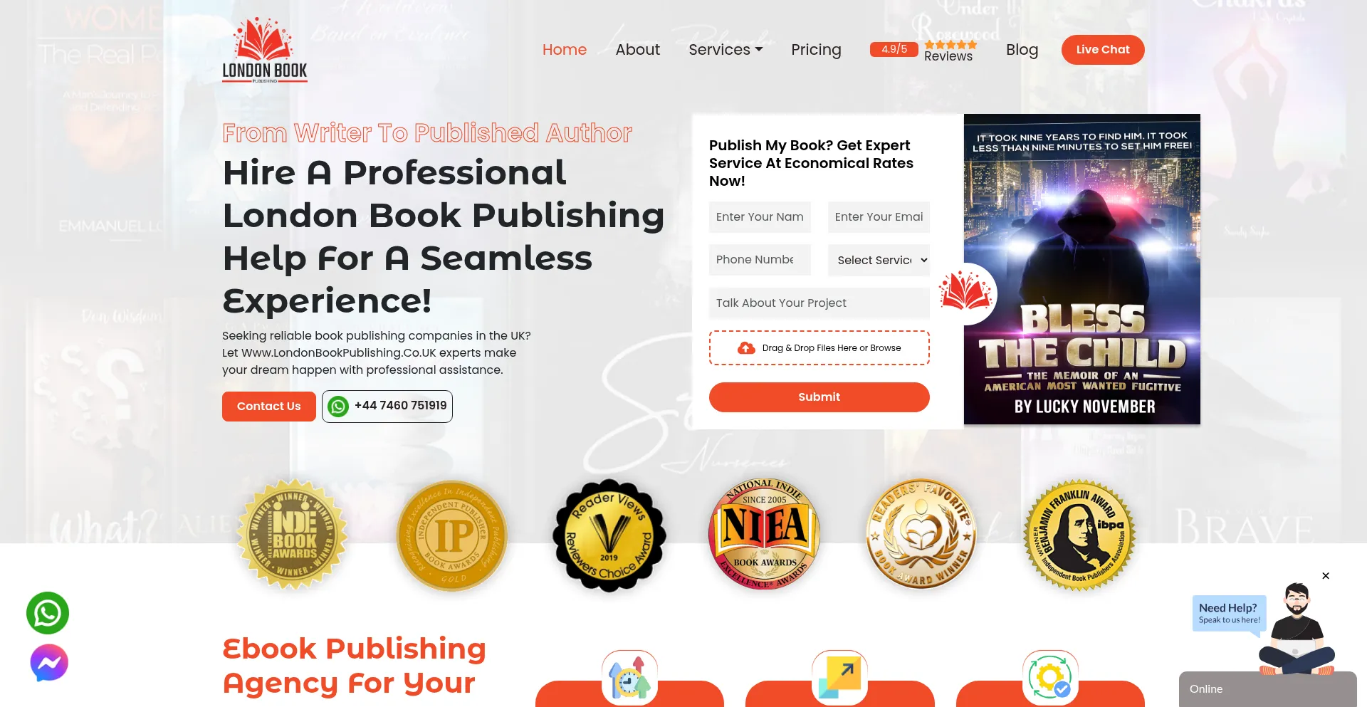 Website screenshot of Londonbookpublishing.co.uk