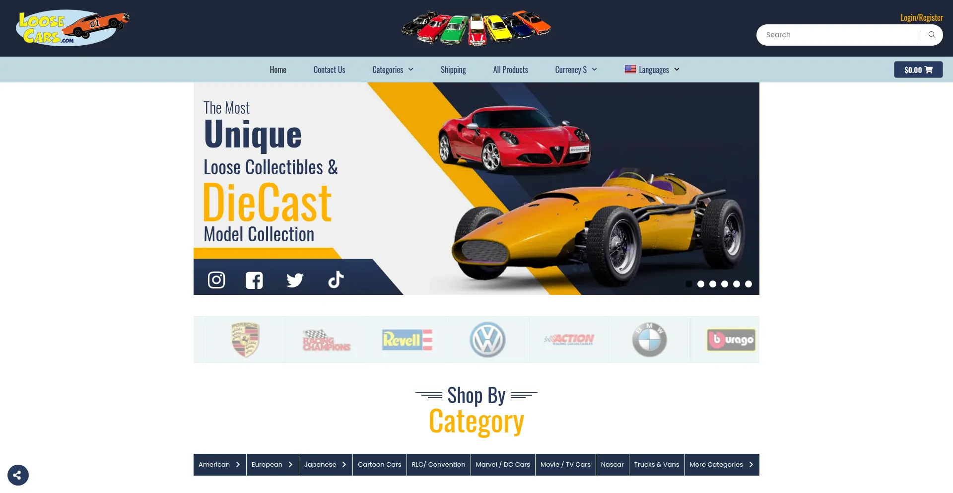Website screenshot of Loosecars.com