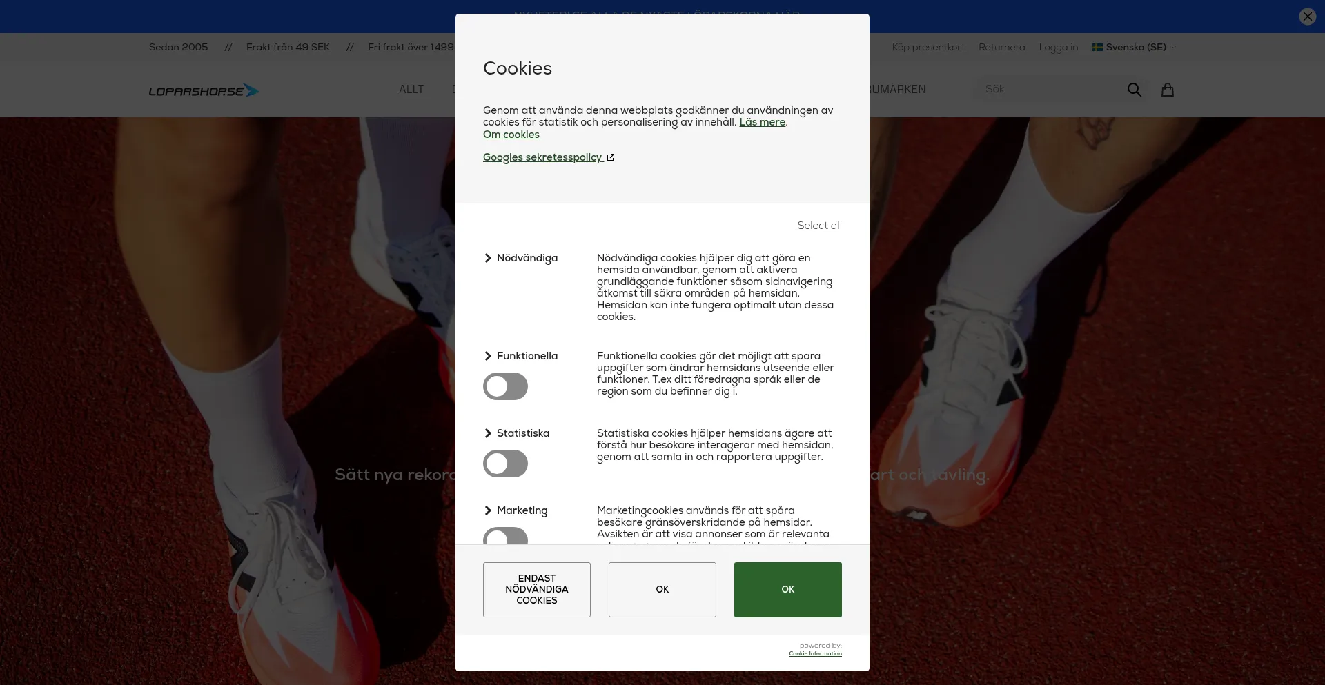 Website screenshot of Loparshop.se
