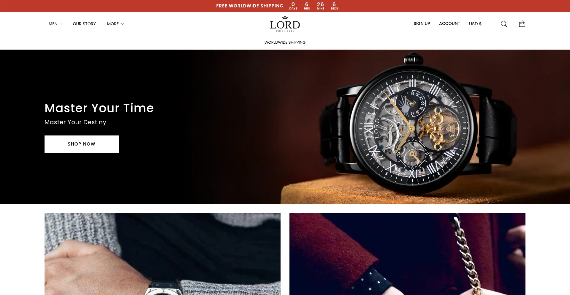 Website screenshot of Lordtimepieces.com