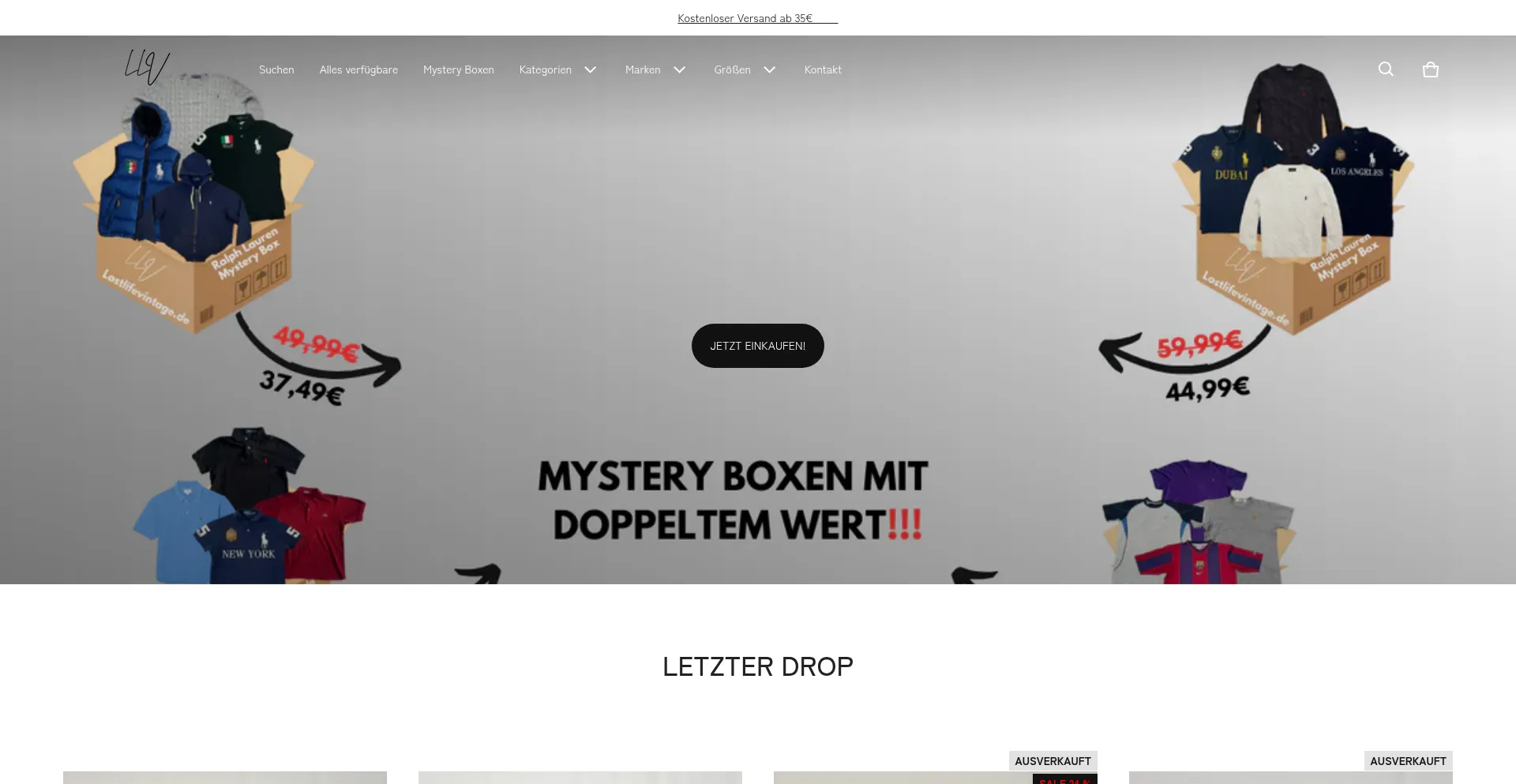 Website screenshot of Lostlifevintage.de