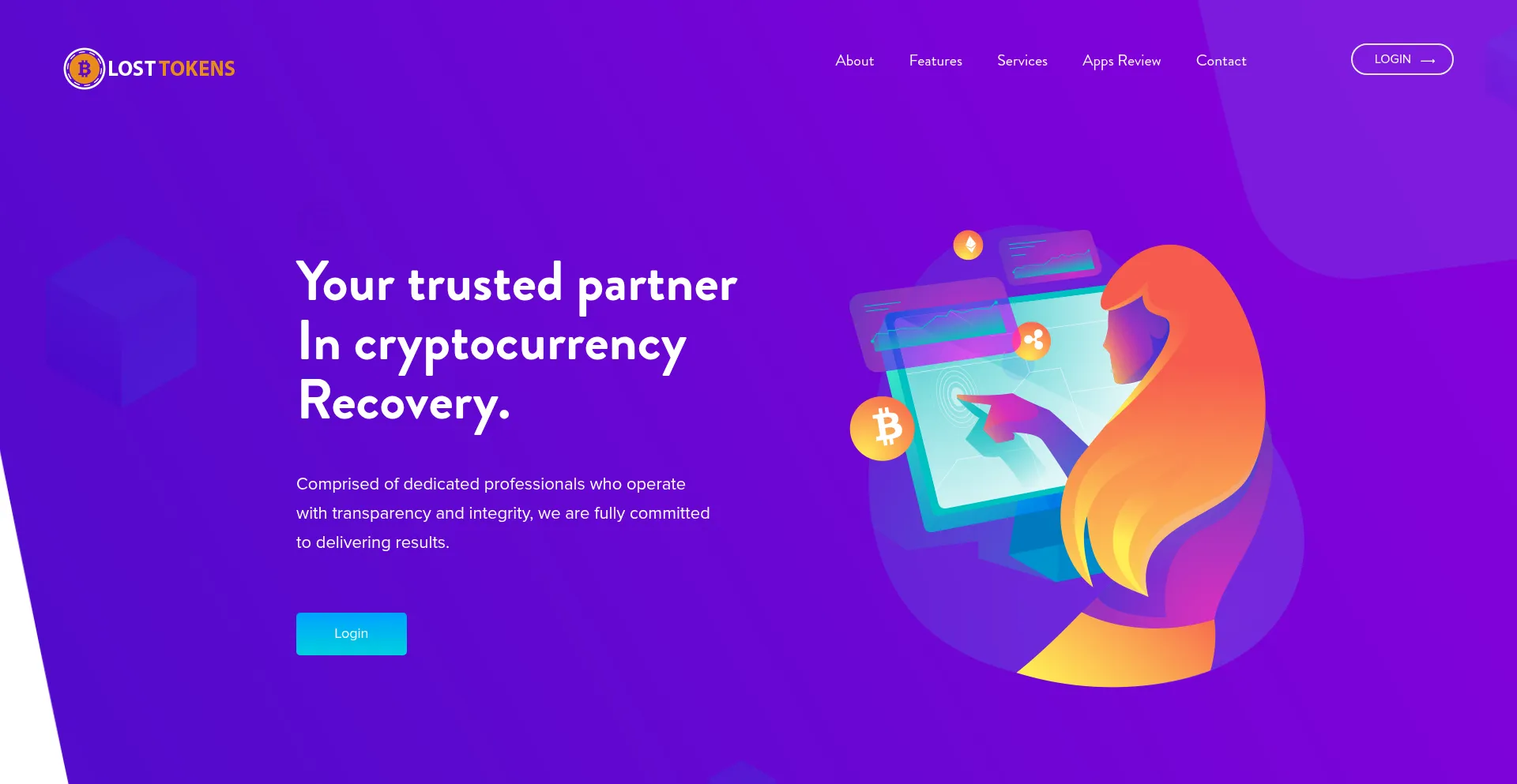 Website screenshot of Losttokens.net