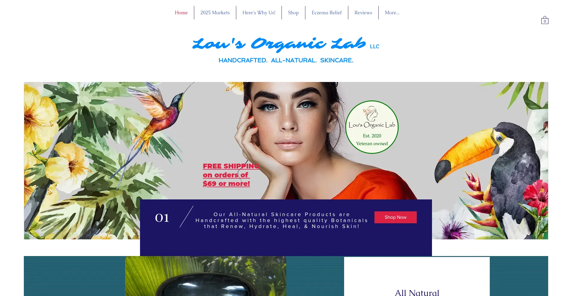 Website screenshot of Lousorganiclab.com