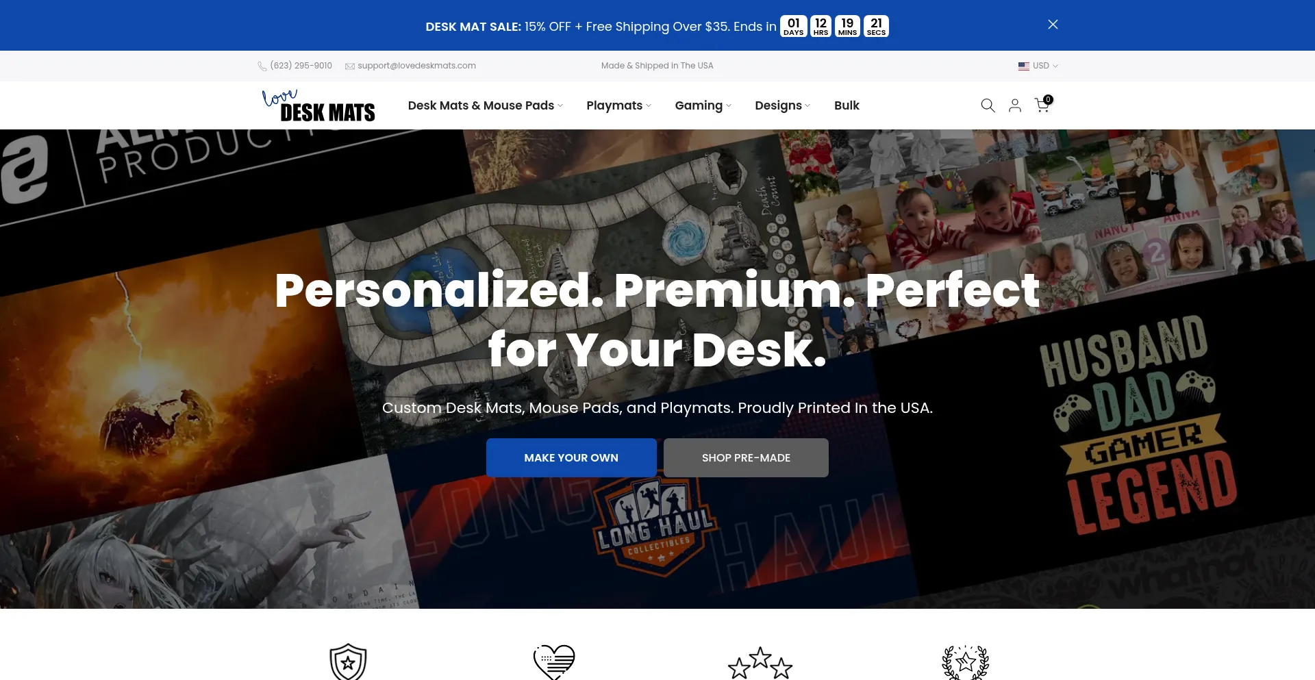 Website screenshot of Lovedeskmats.com