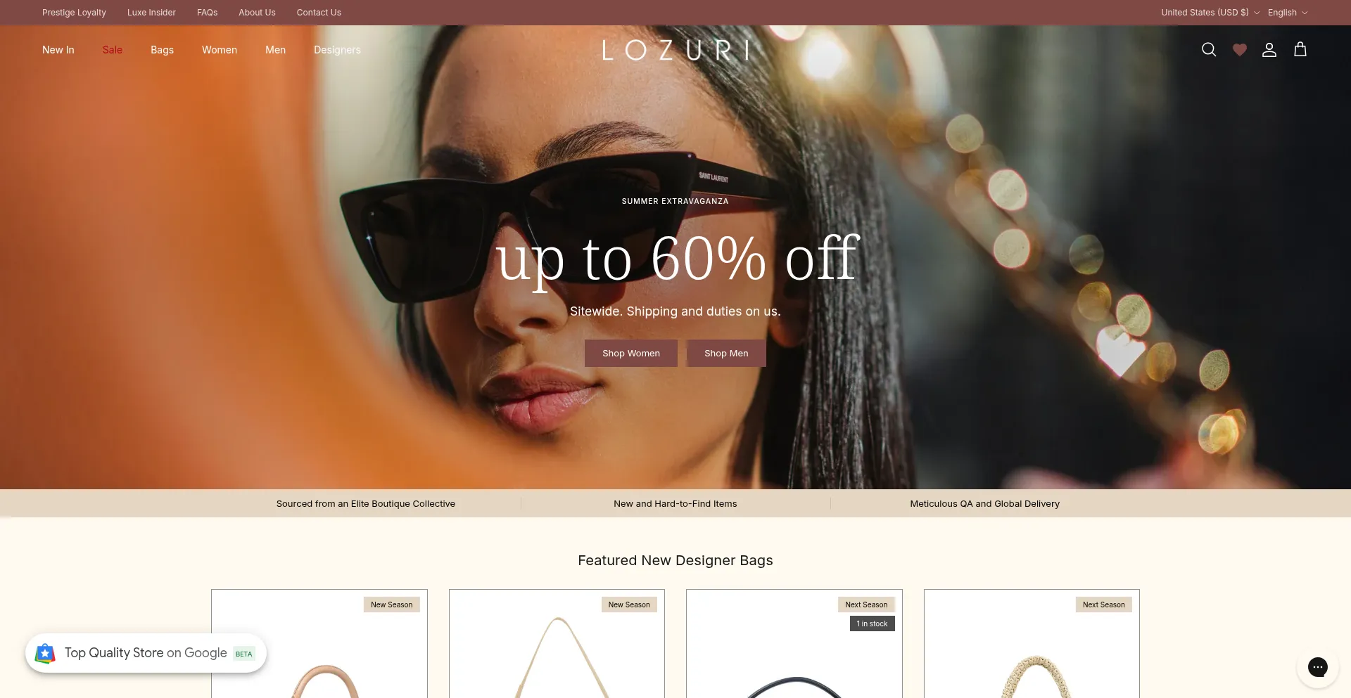 Website screenshot of Lozuri.com