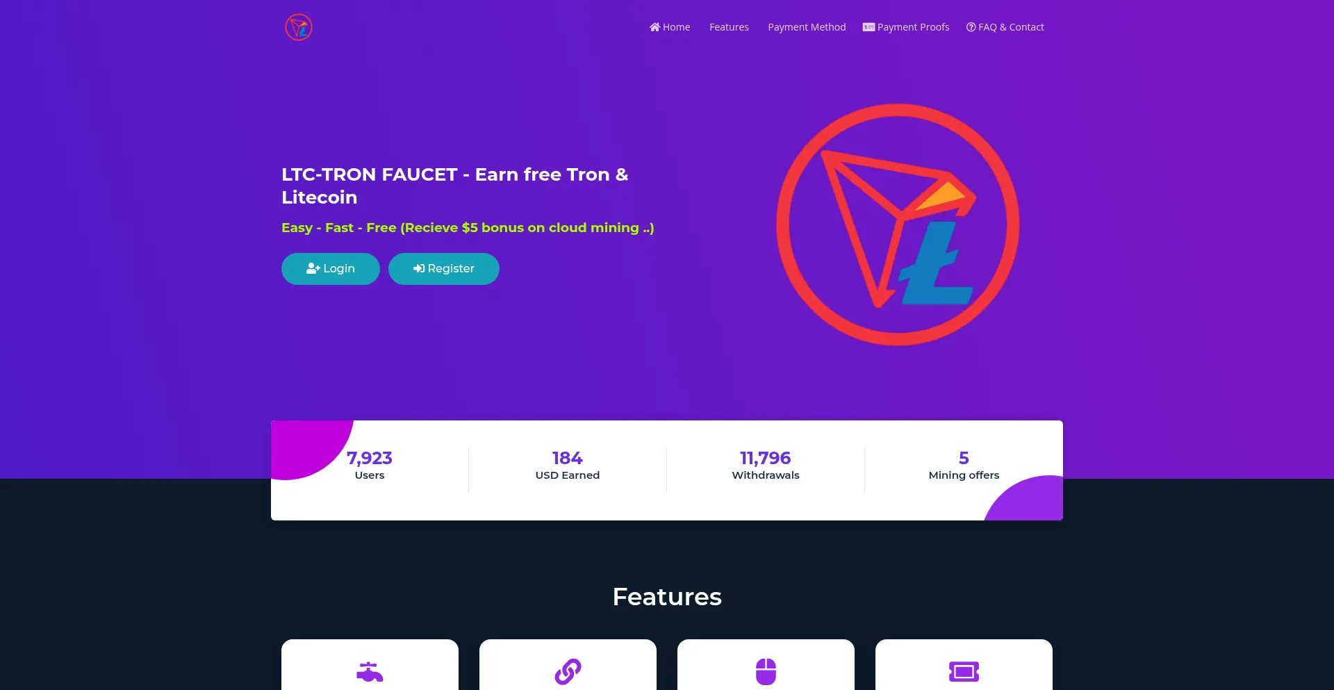Website screenshot of Ltc-trx-faucet.xyz