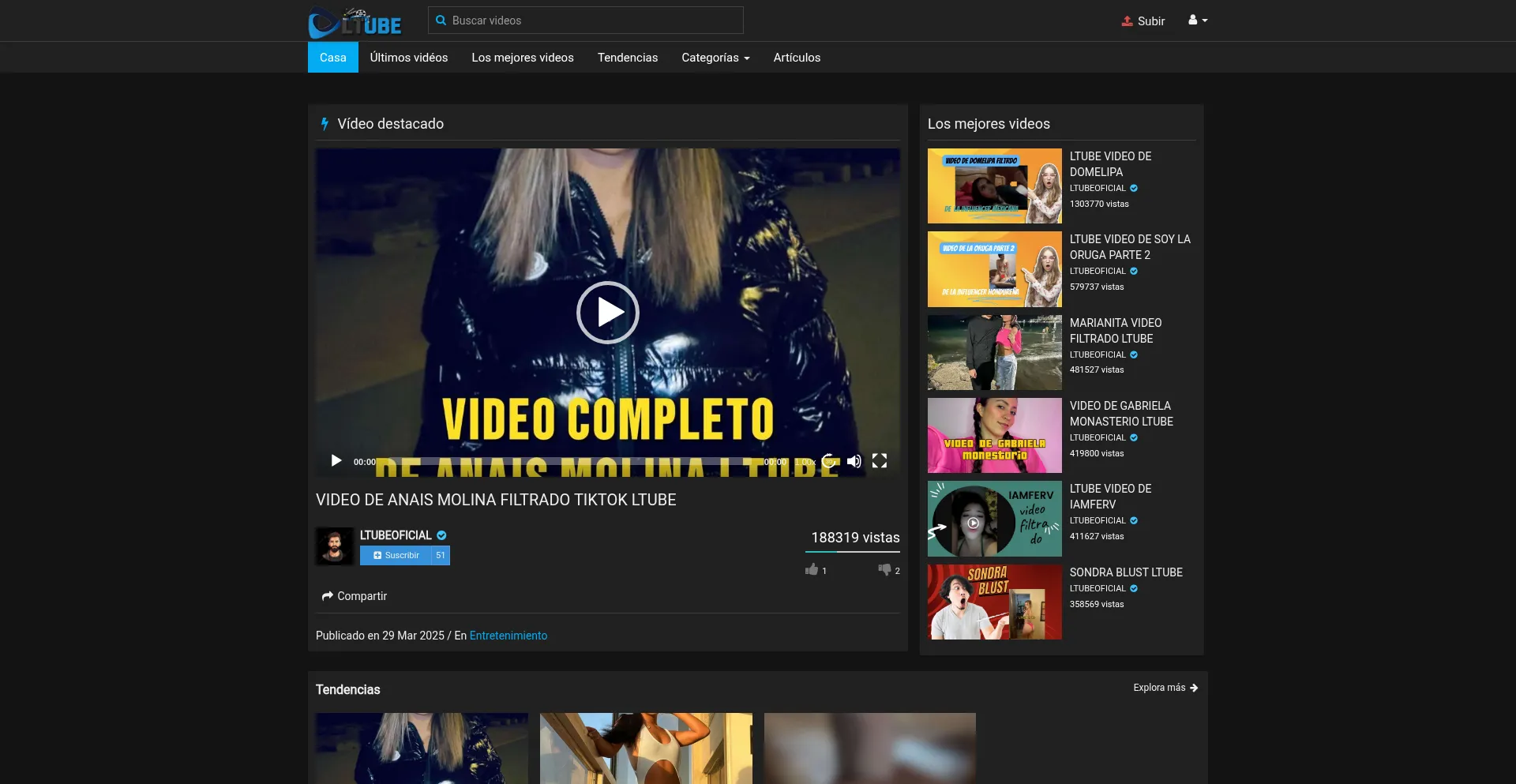 Website screenshot of Ltube.us