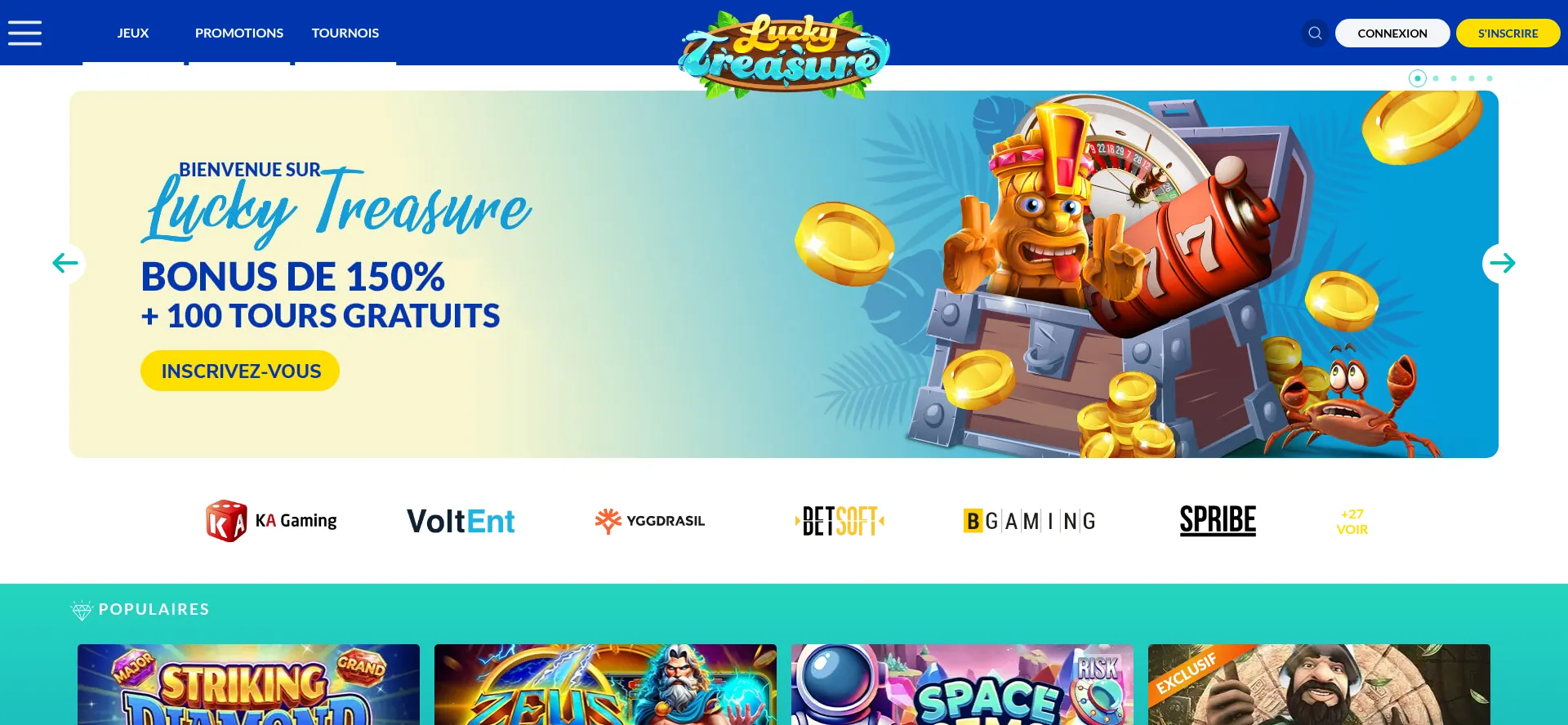Website screenshot of Luckytreasuredirect.com