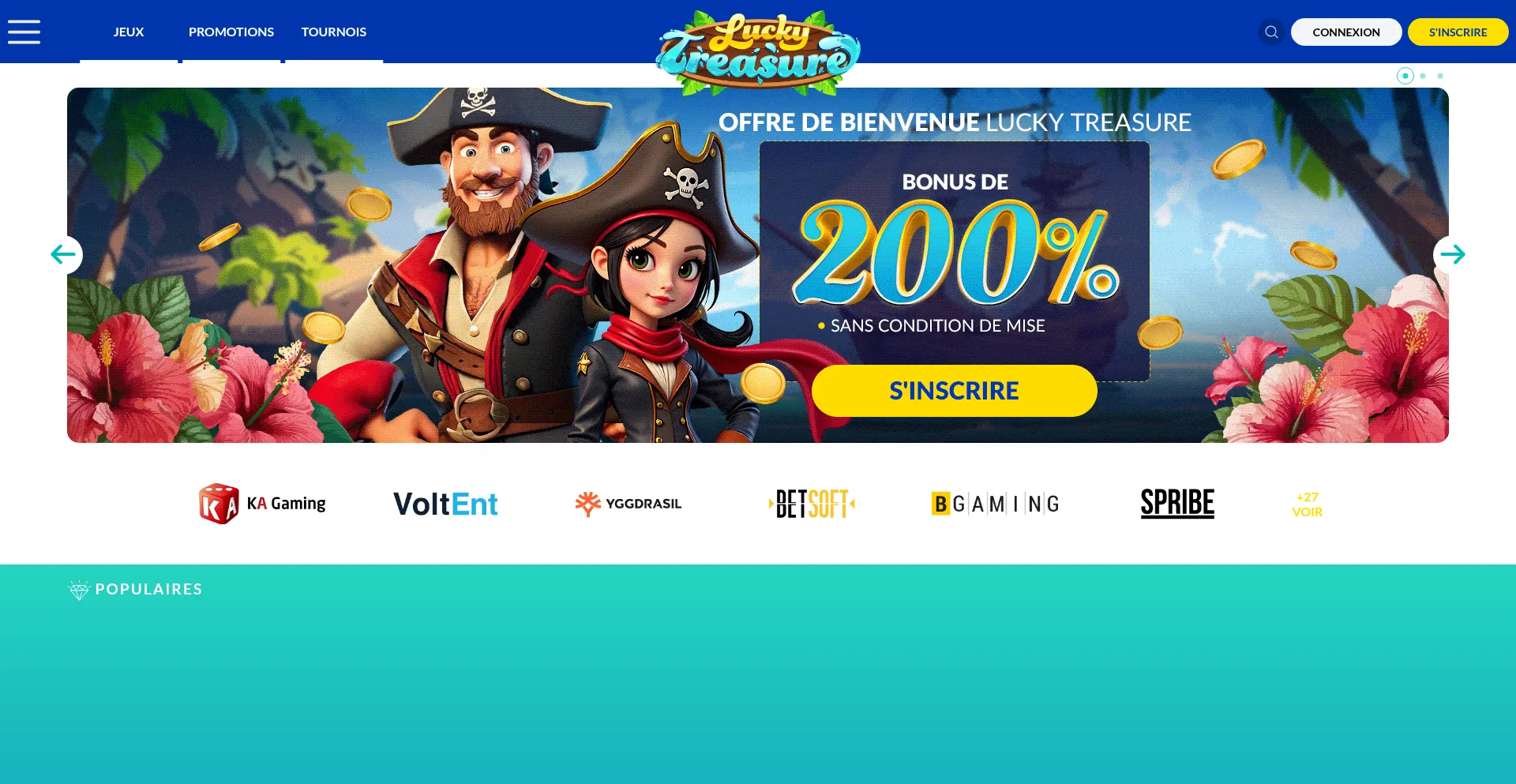 Website screenshot of Luckytreasurewin.com