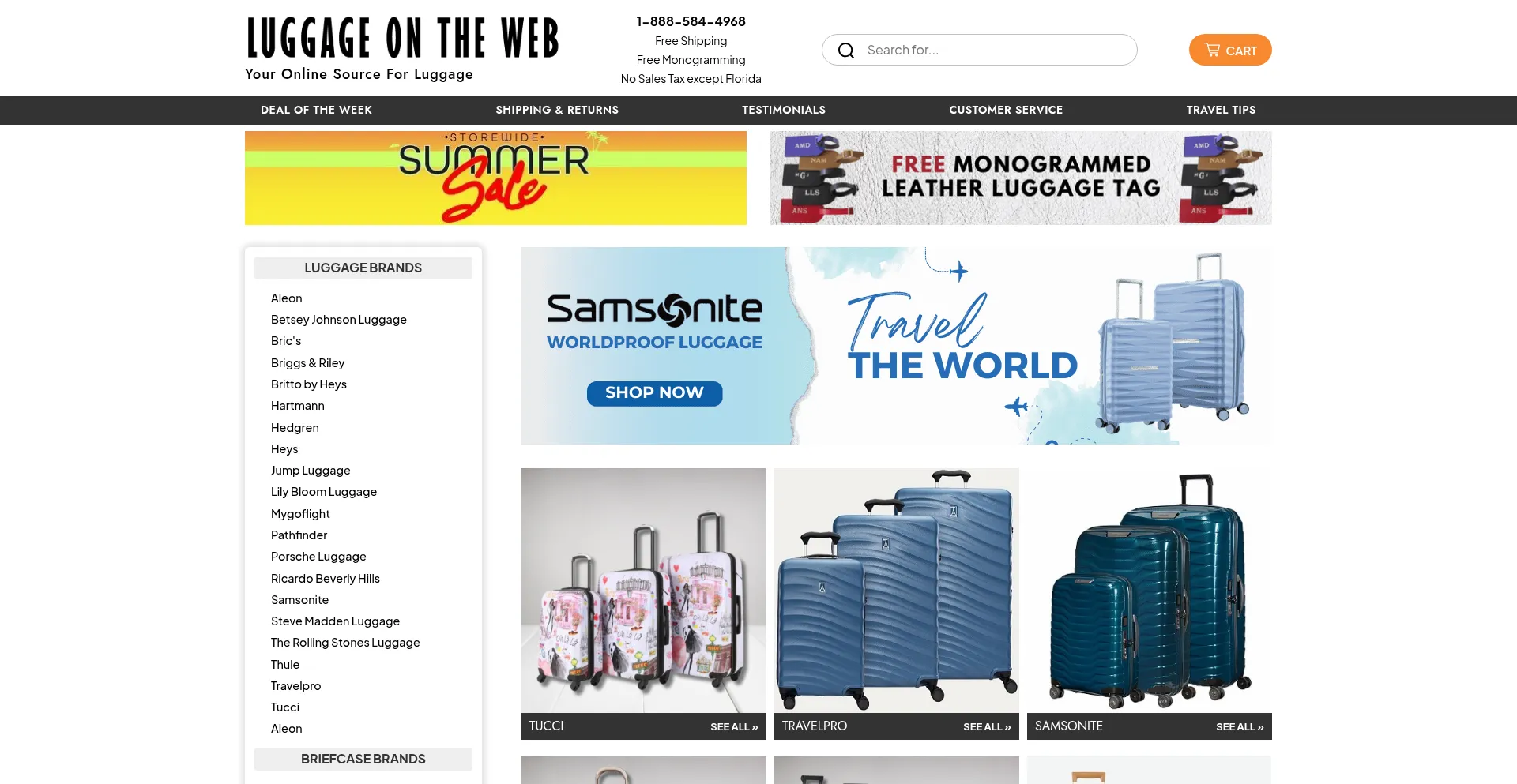 Website screenshot of Luggageontheweb.com