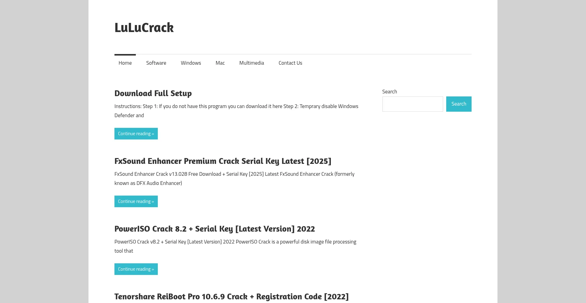 Website screenshot of Lulucrack.com