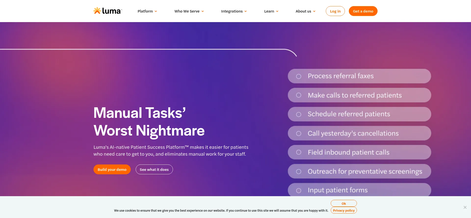 Website screenshot of Lumalk.com