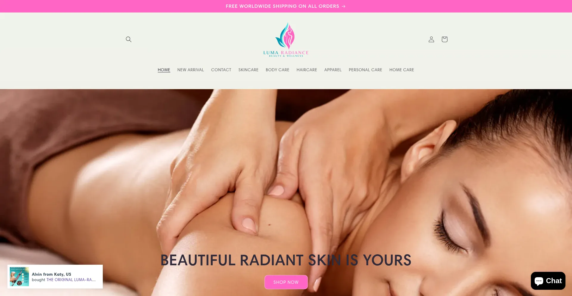 Website screenshot of Lumaradiance.com