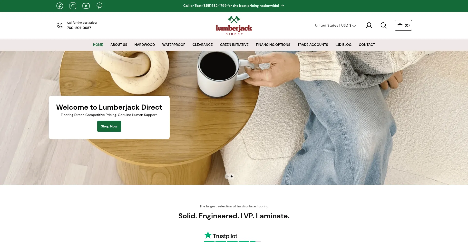 Website screenshot of Lumberjackdirect.com