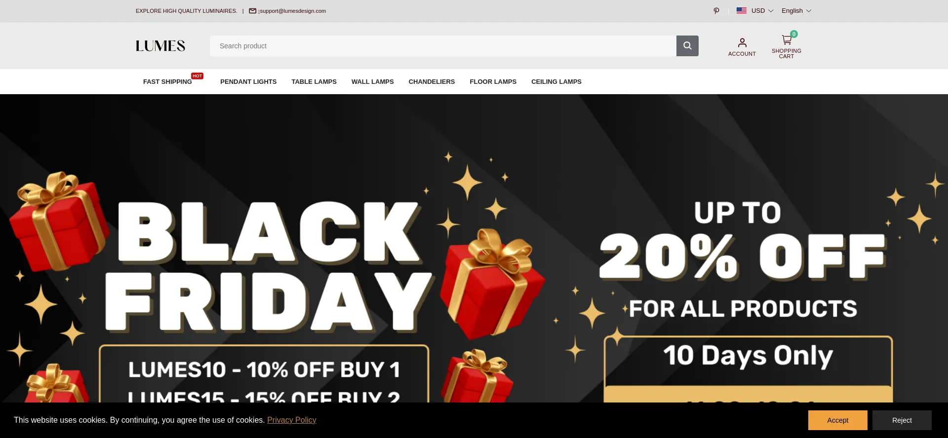 Website screenshot of Lumesdesign.com