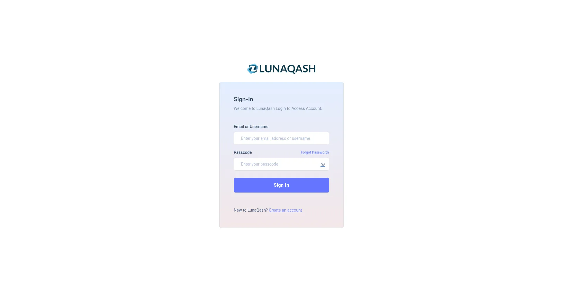Website screenshot of Lunaqash.com