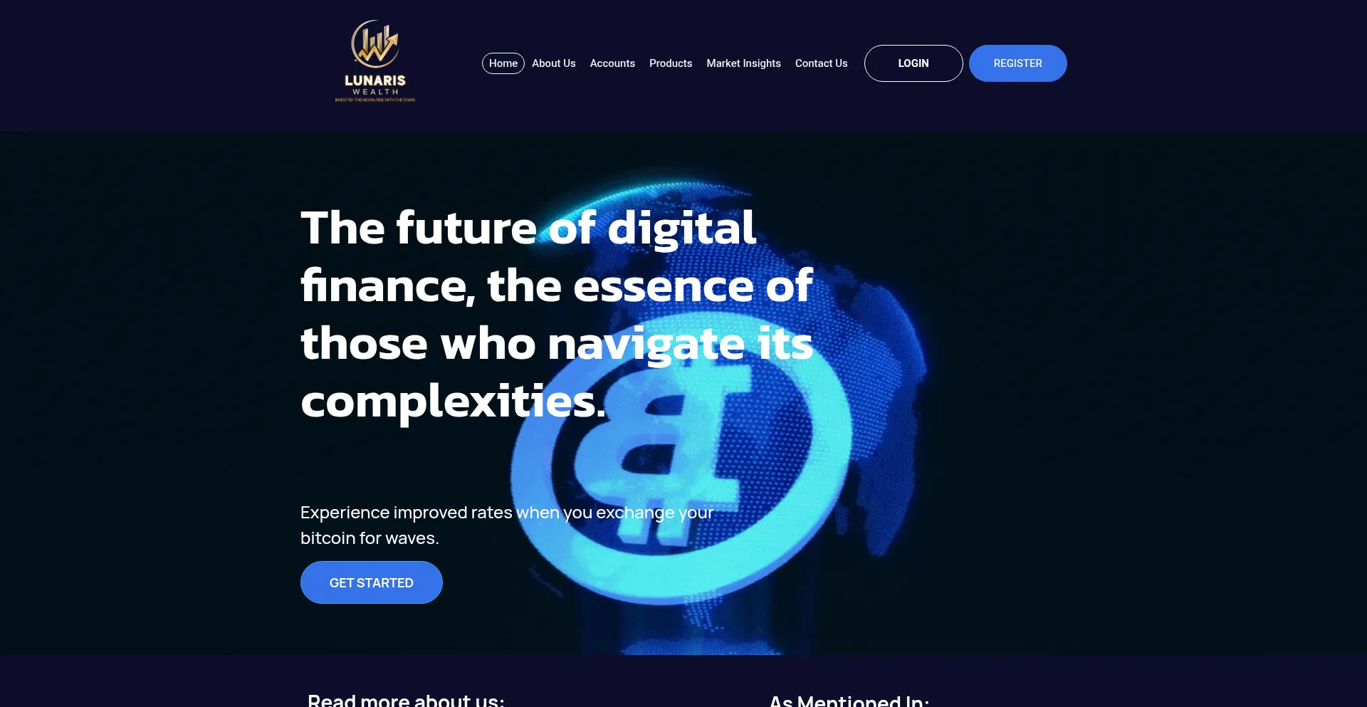 Website screenshot of Lunariswealth.com