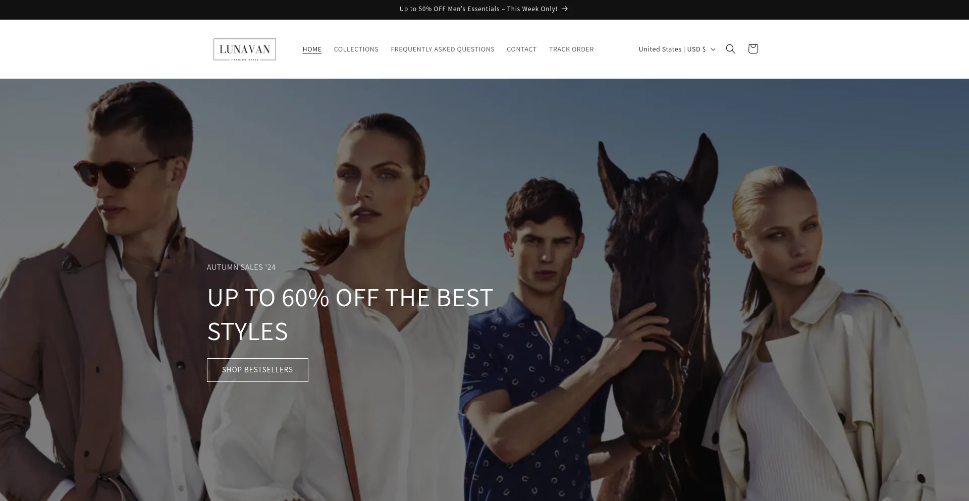 Website screenshot of Lunavan.com