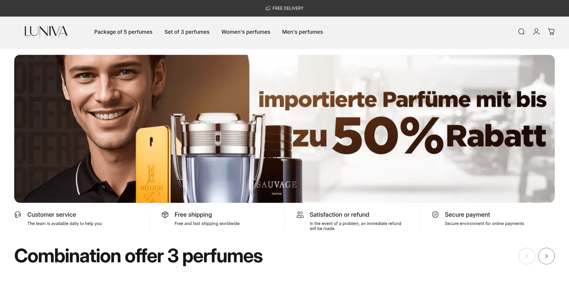 Website screenshot of Lunivaparfumerie.com