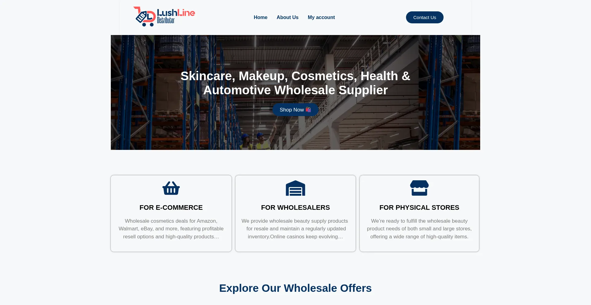 Website screenshot of Lushlinedistributor.com