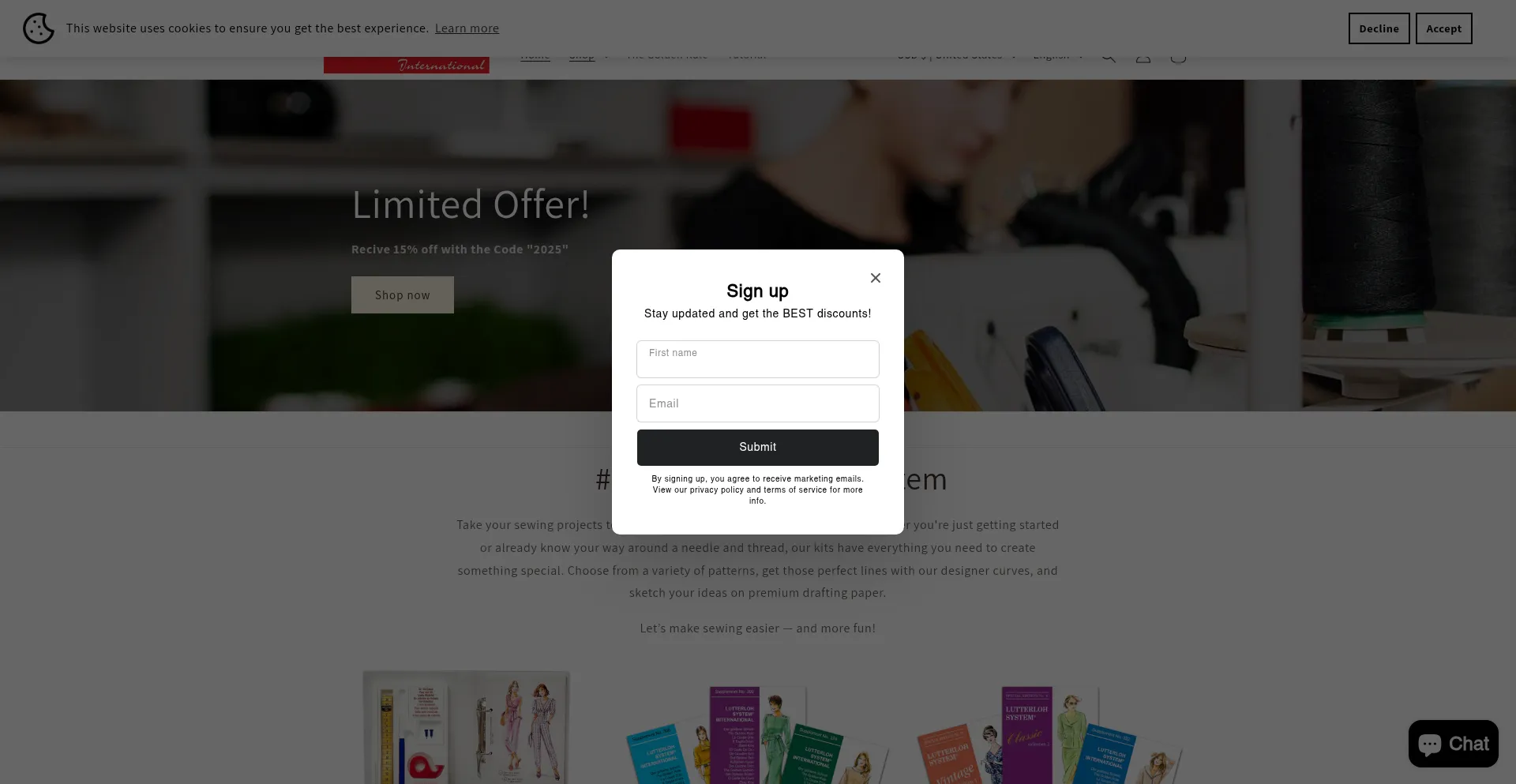 Website screenshot of Lutterloh-patterns.com