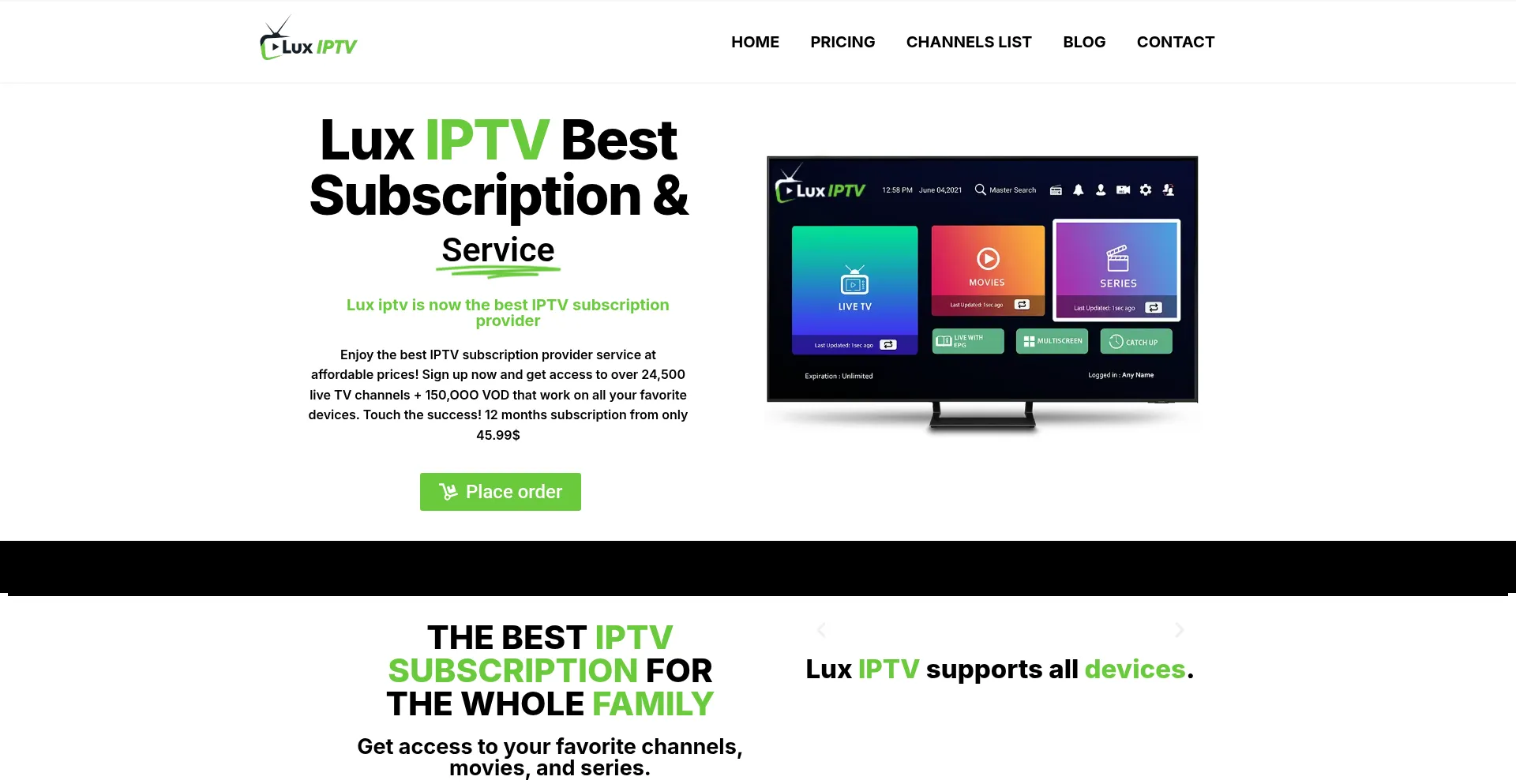 Website screenshot of Lux-iptv.com