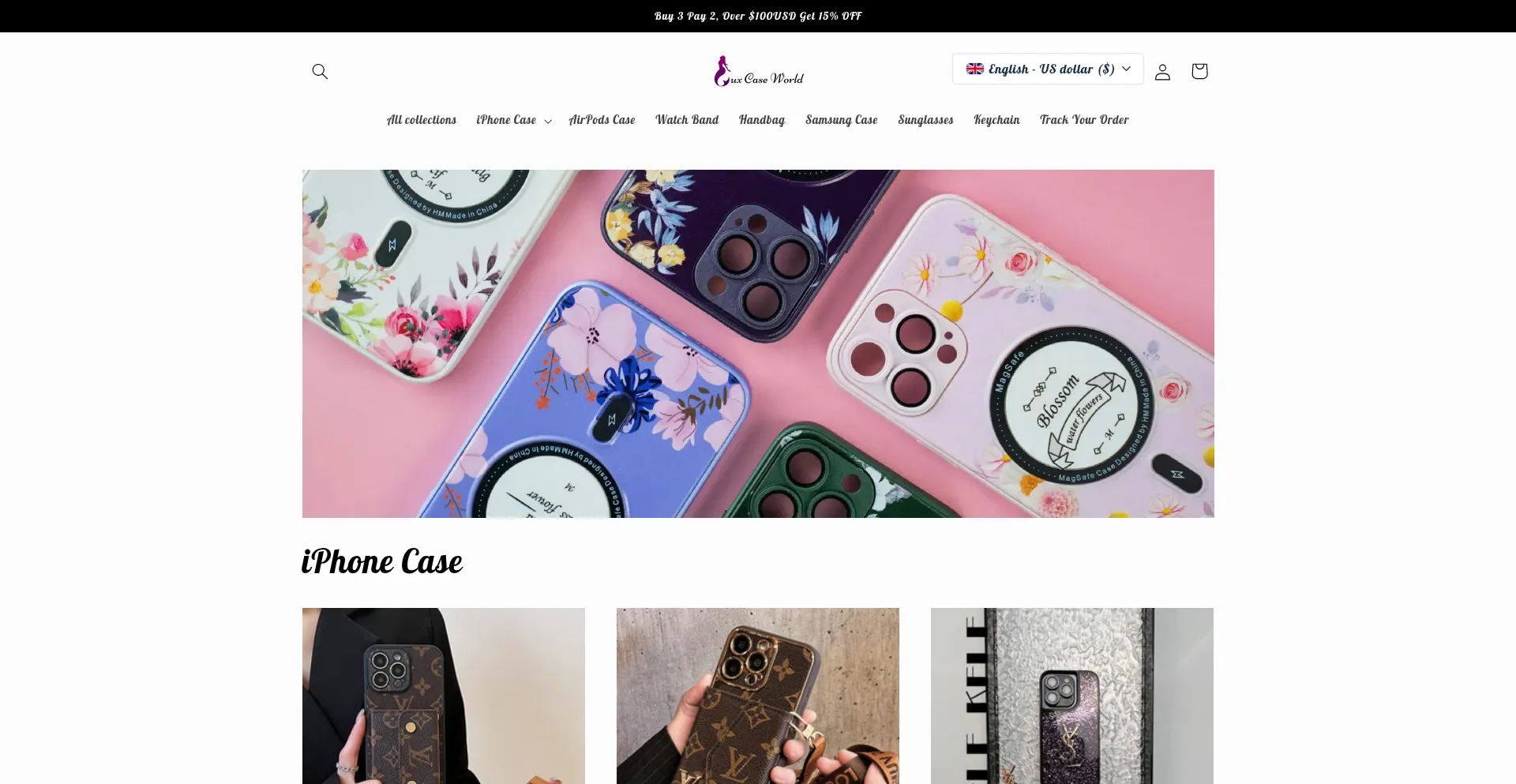 Website screenshot of Luxcaseworld.com