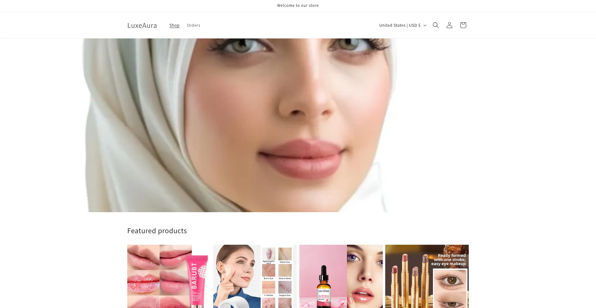 Website screenshot of Luxeaura-store.com