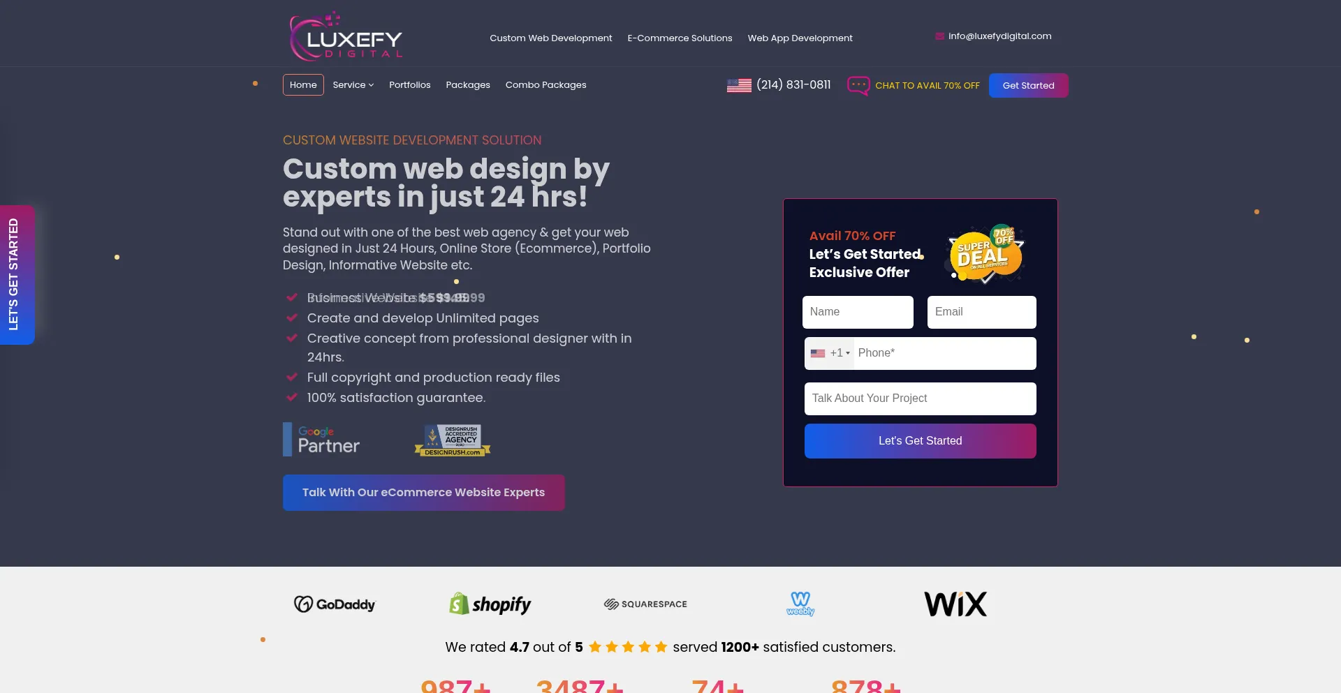 Website screenshot of Luxefydigital.com