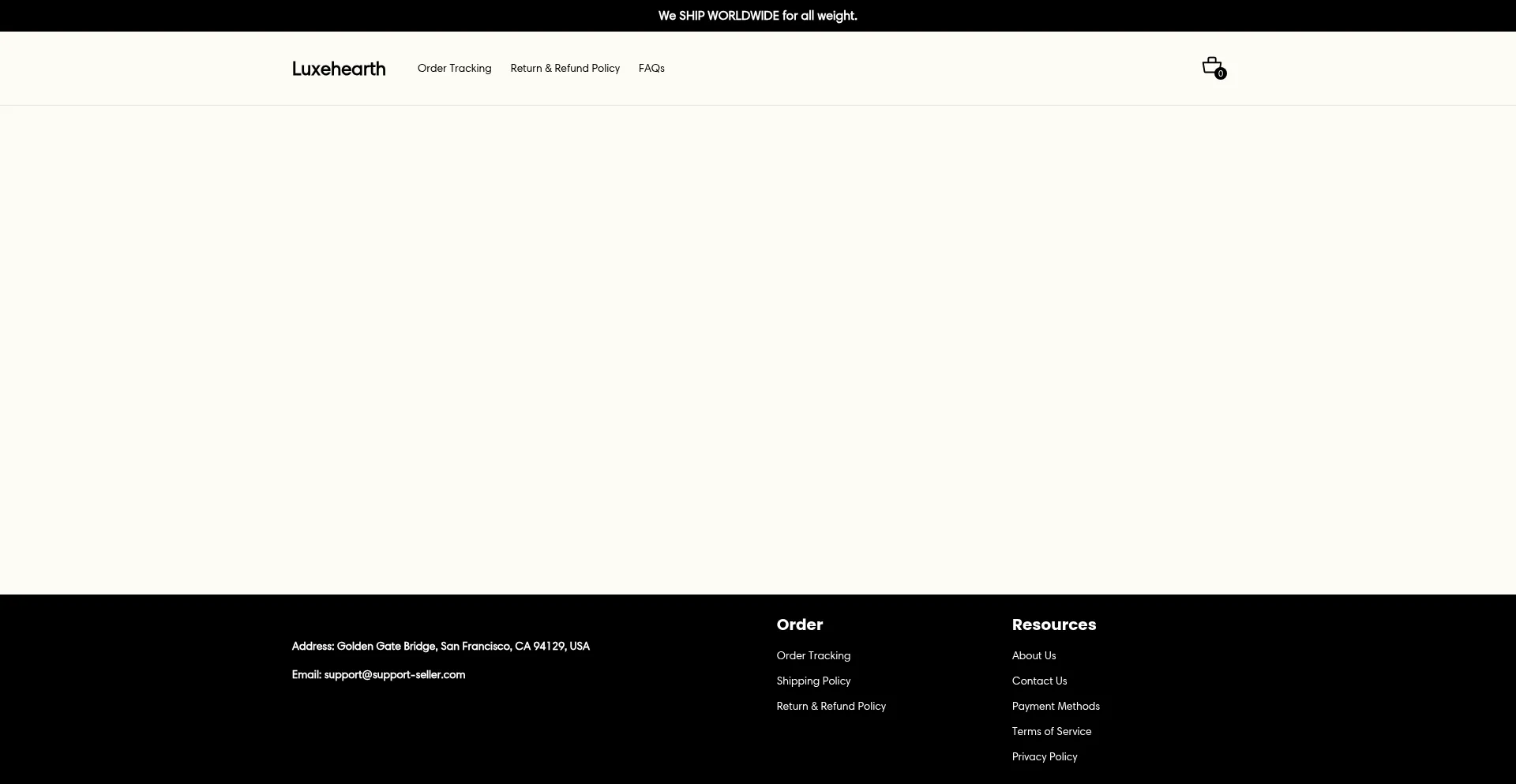 Website screenshot of Luxehearth.com