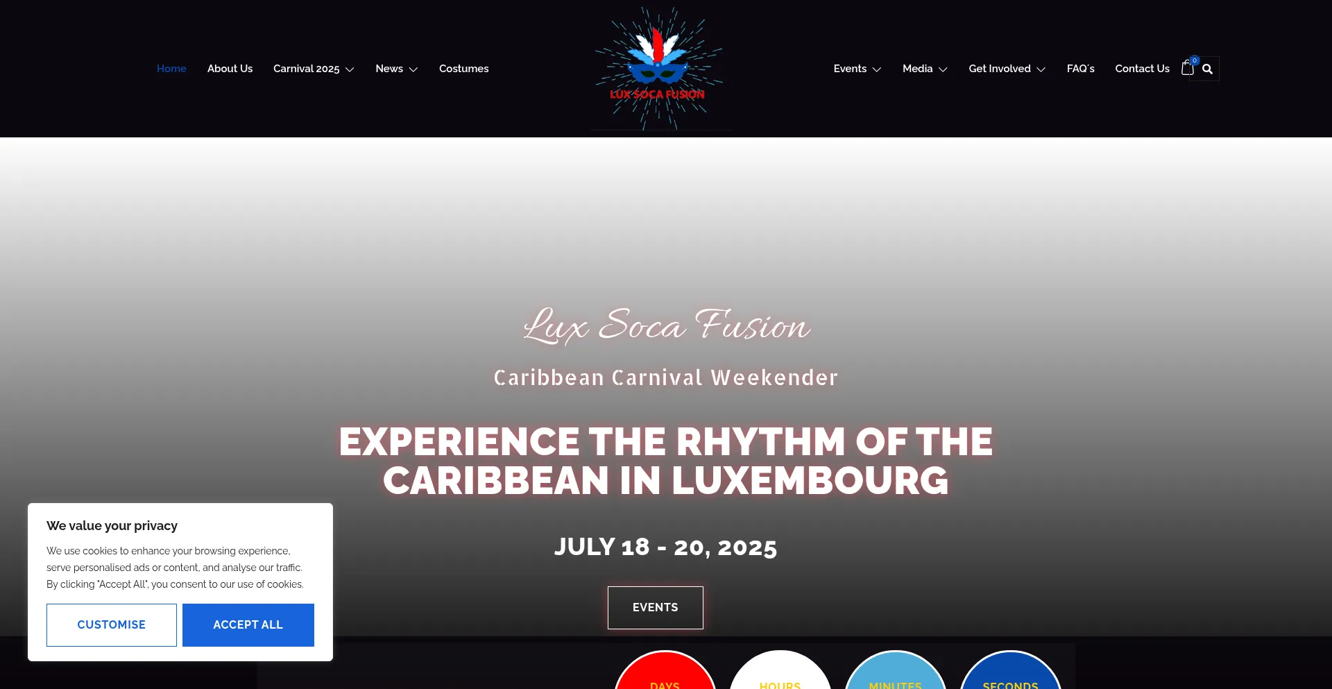 Website screenshot of Luxembourgcaribbeancarnival.com