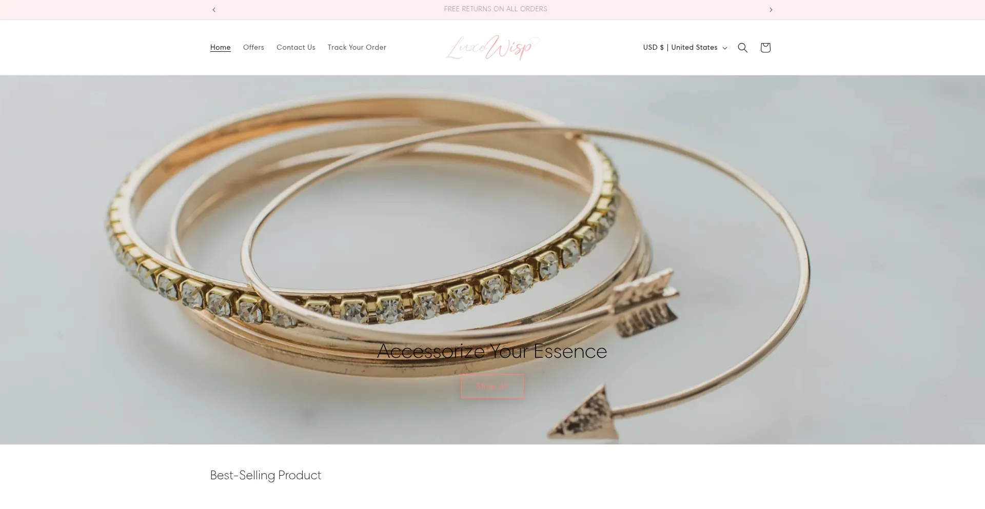 Website screenshot of Luxewisp.com