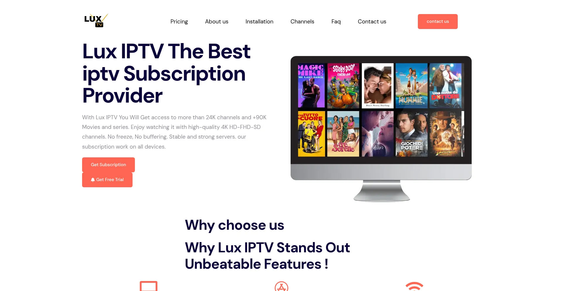 Website screenshot of Luxiptv.tv